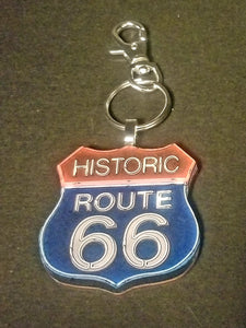 Historic Route 66 Wood Key Chain