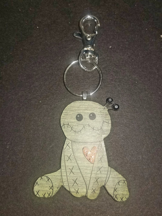 Cutie Voodoo Doll Wood Key Chain