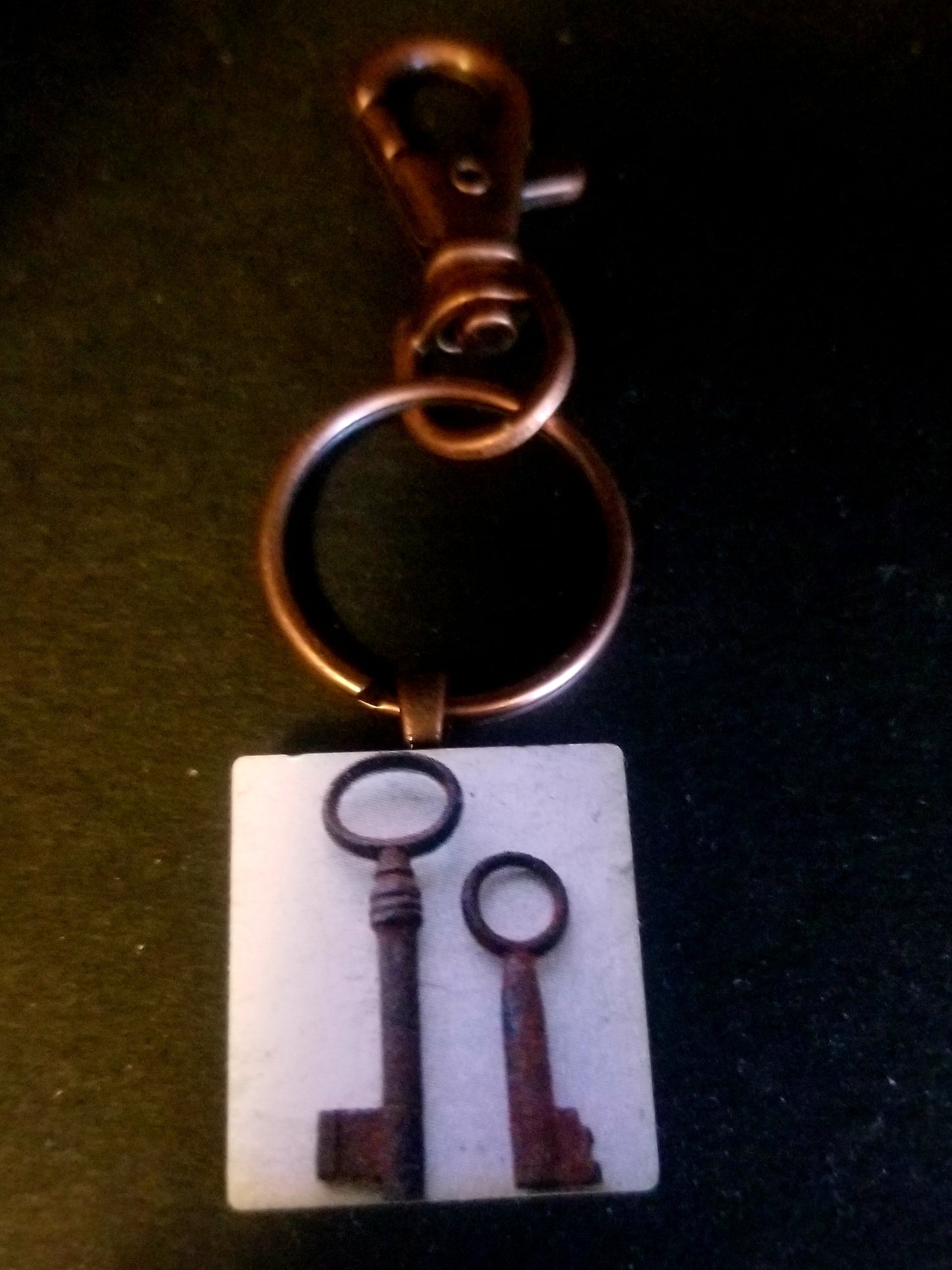 Old Keys Wood Tile Key Chain