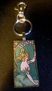 Absinthe Girl Wood Key Chain