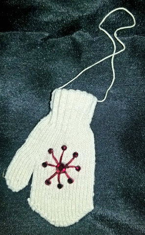 White Snowflake Mitten Ornament