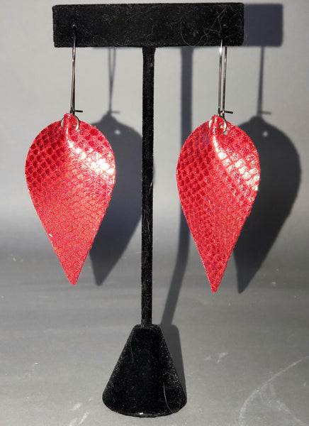 Red & Gold Scales Drop Earrings