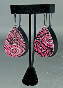 Dark Pink Paisley Drop Earrings