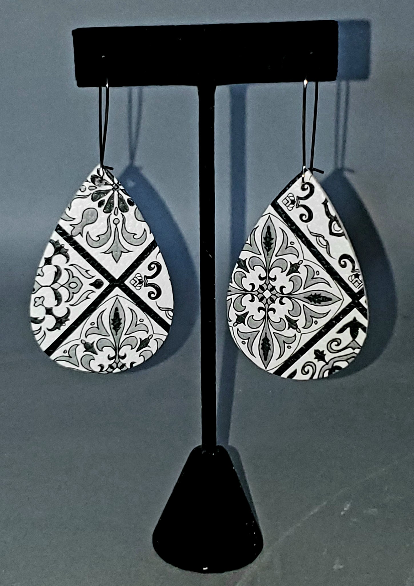 Mediterranean Tile Print Drop Earrings