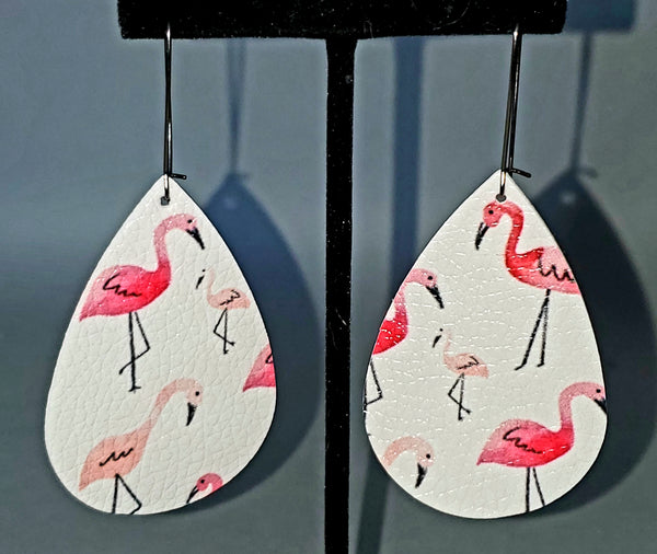 Flamingo Print Drop Earrings