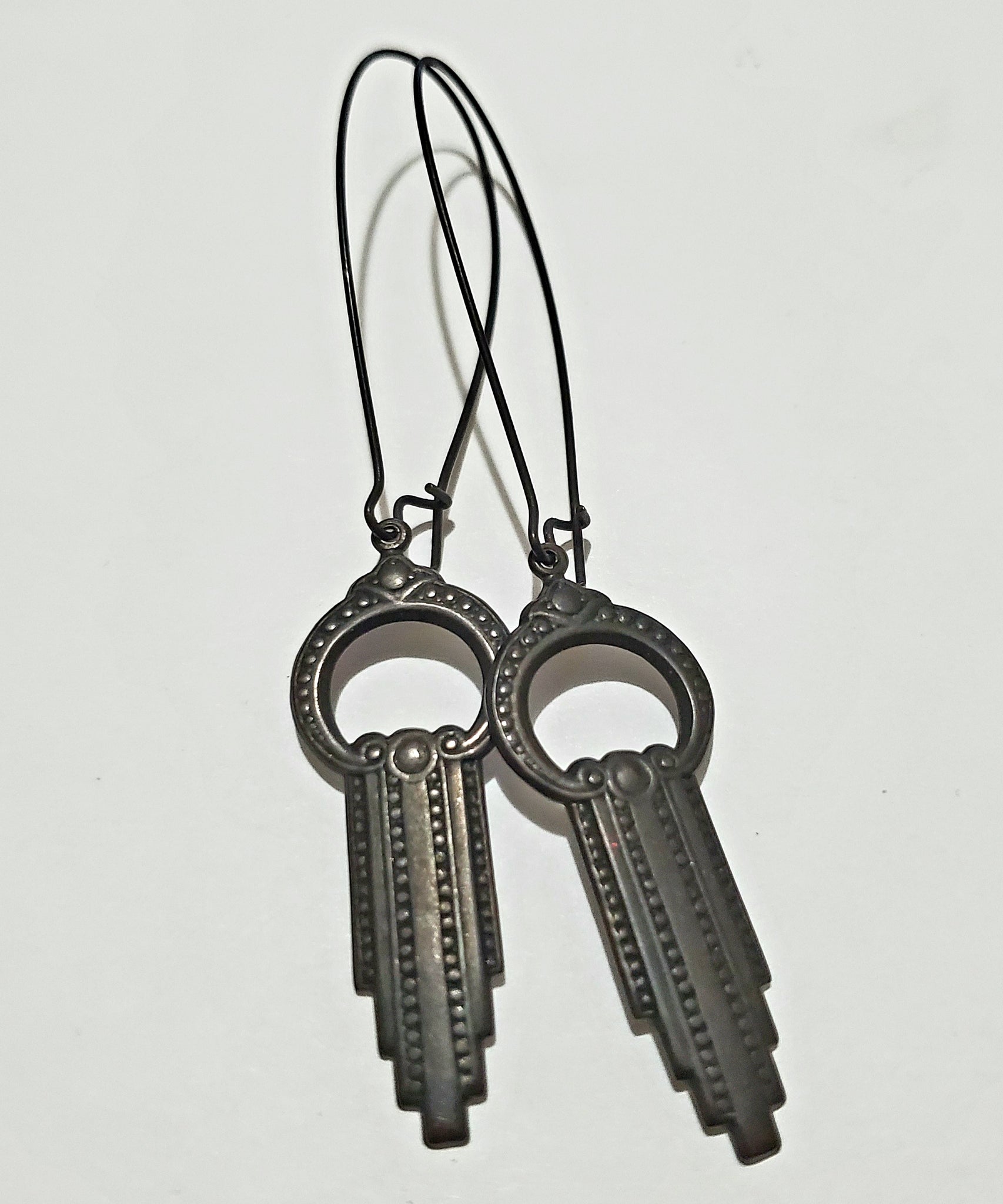 Empire Waterfall Noir Brass Earrings