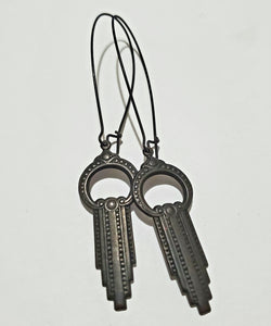 Empire Waterfall Noir Brass Earrings