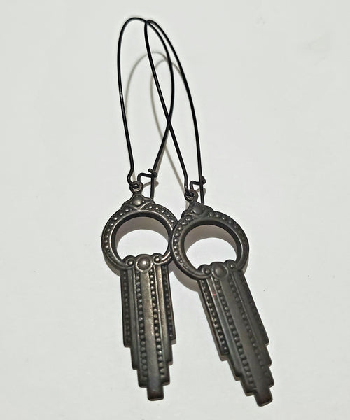 Empire Waterfall Noir Brass Earrings