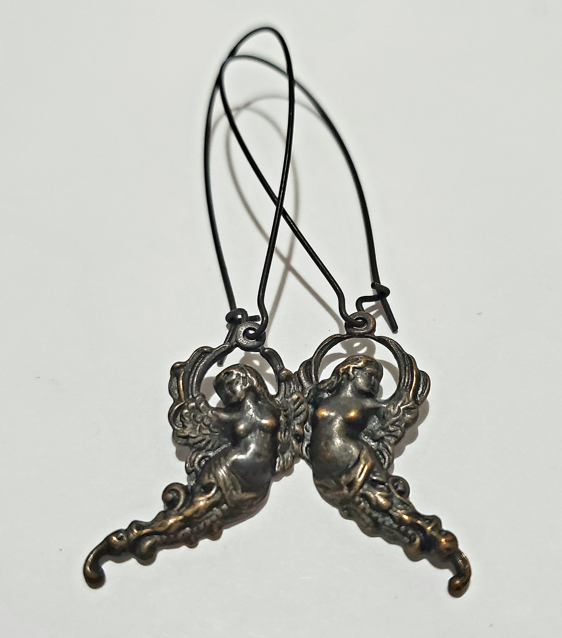 Victorian Faerie Noir Brass Earrings