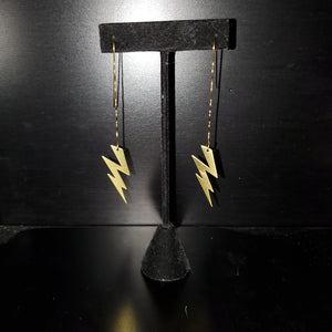 Lightning Bolt Raw Brass Earrings