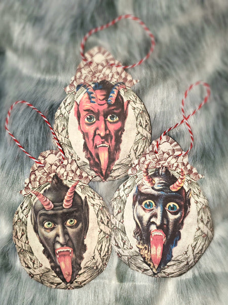 Vintage Krampus paper Ornaments