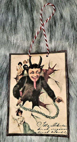 Vintage Krampus Card paper Ornaments