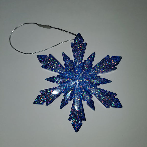 Blue Silver Twelve Pointed Snowflake Ornament