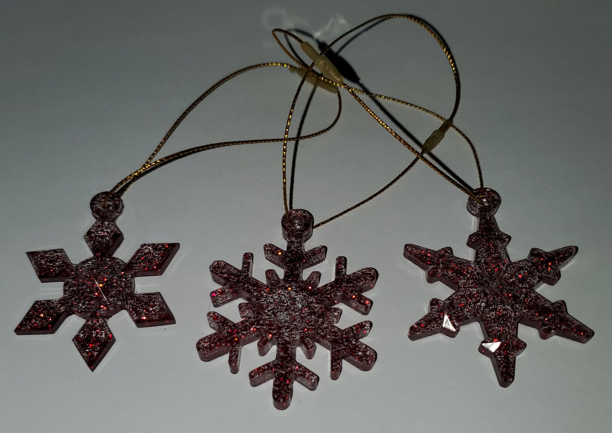 Red Ice Snowflake Ornament Set
