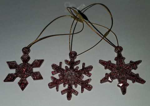 Red Ice Snowflake Ornament Set