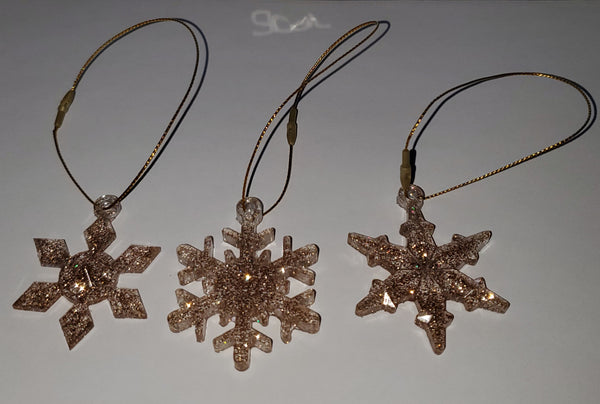 Gold Ice Snowflake Ornament Set
