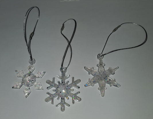 Frosted Ice Snowflake Ornament Set