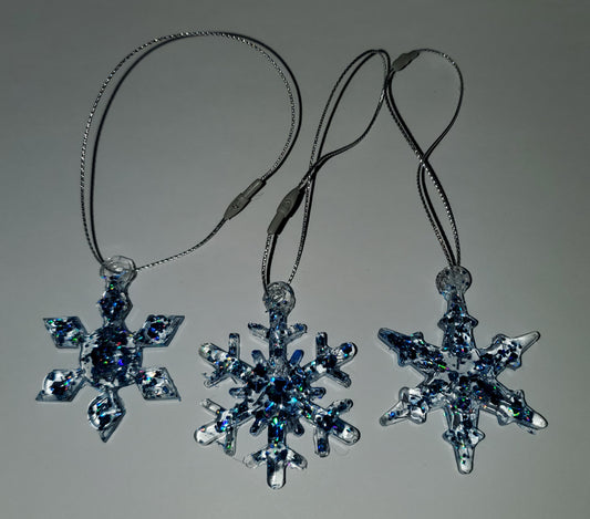 Blue Ice Snowflake Ornament Set