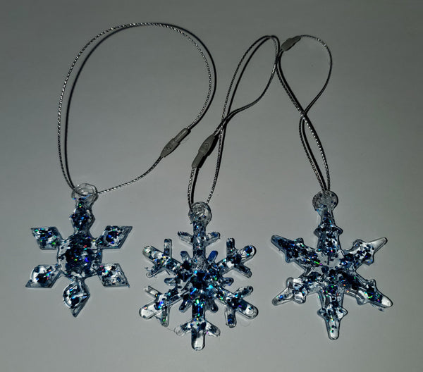 Blue Ice Snowflake Ornament Set