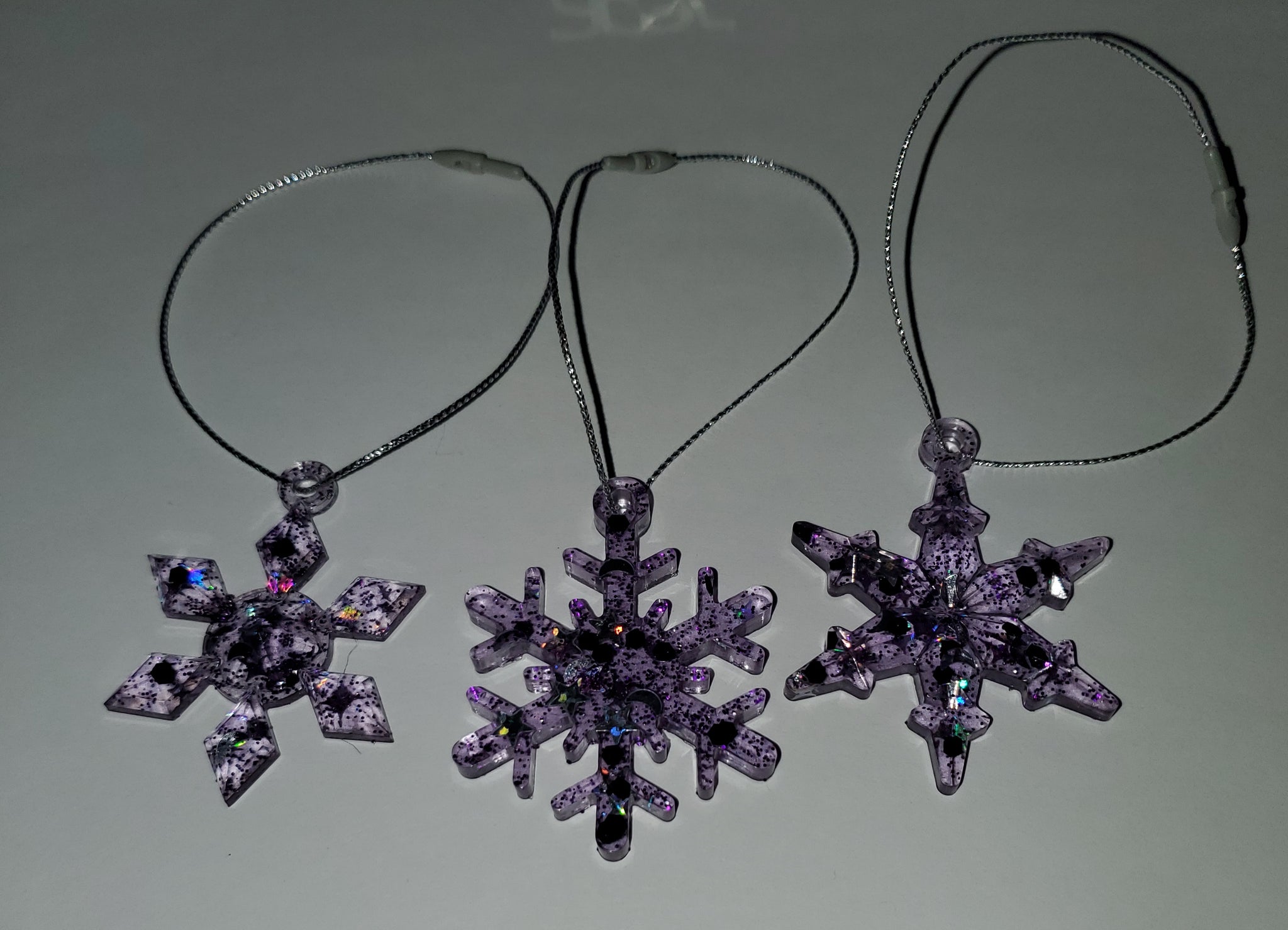 Purple Ice Snowflake Ornament Set