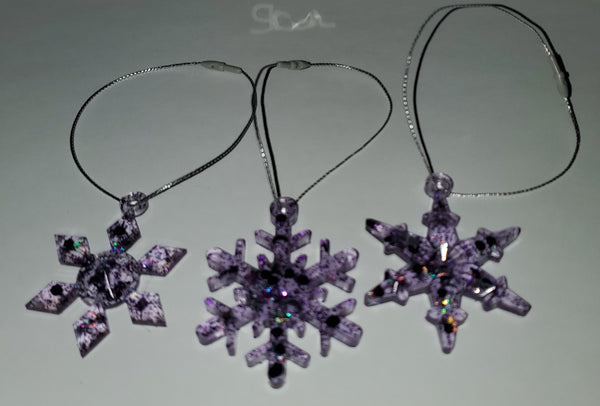 Purple Ice Snowflake Ornament Set