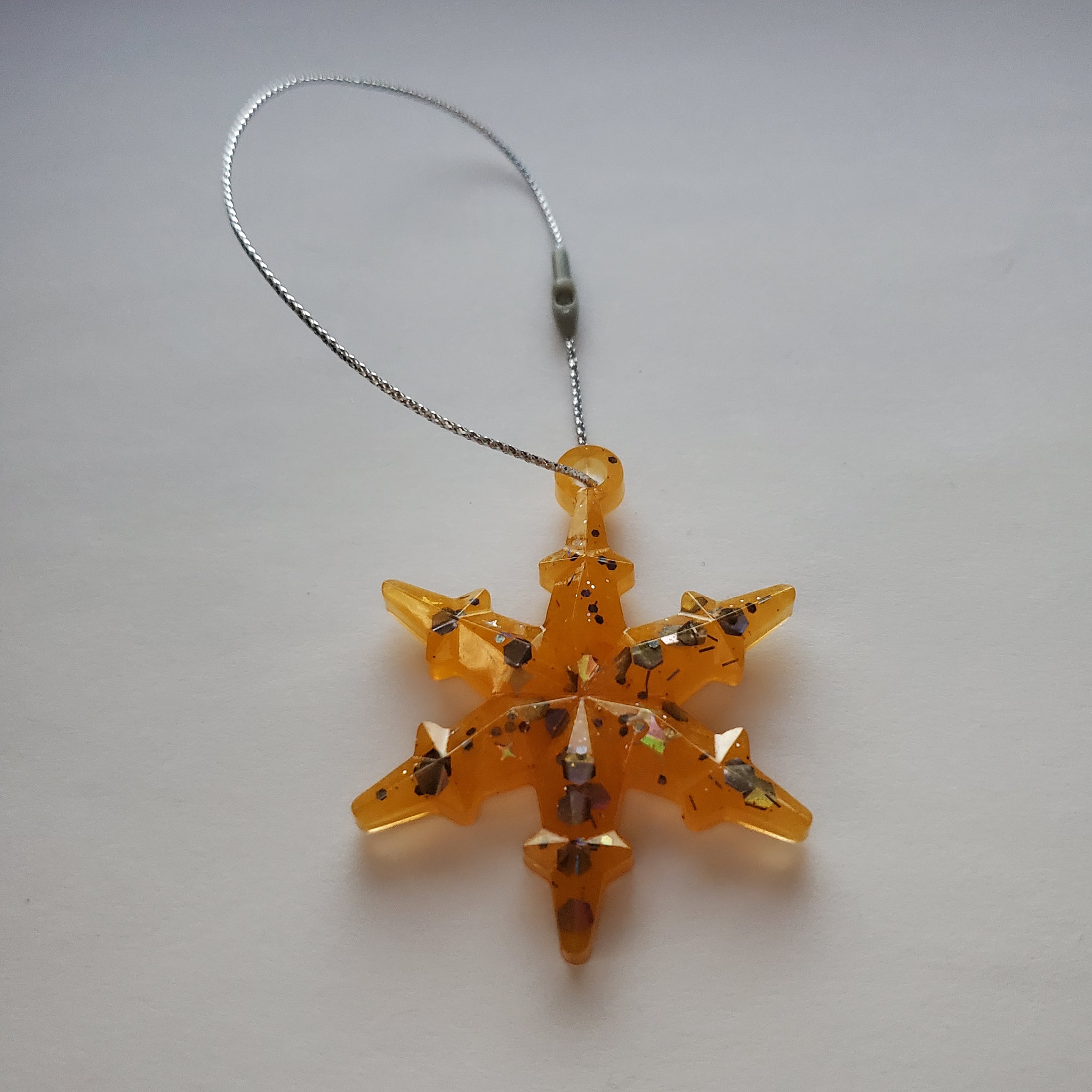 Atomic Orange Small Snowflake Ornament