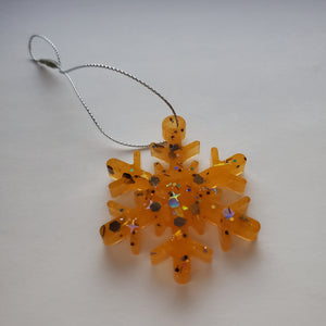 Classic Atomic Orange Small Snowflake Ornament