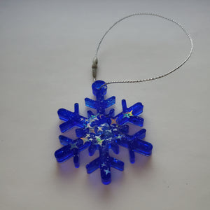 Classic Atomic Blue Small Snowflake Ornament