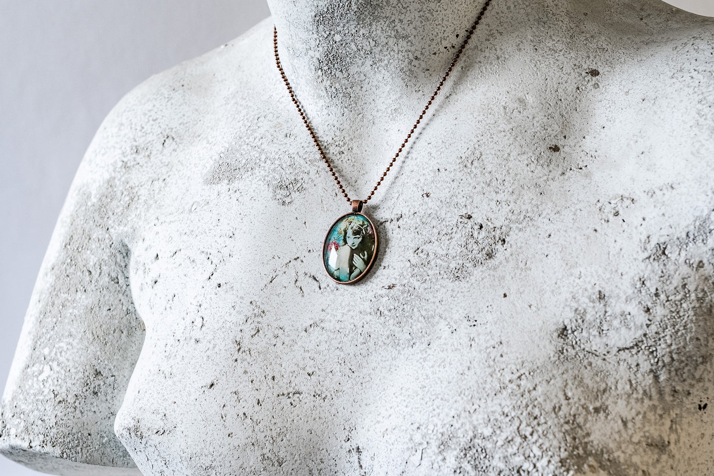 Vintage Girl Cabochon Necklace