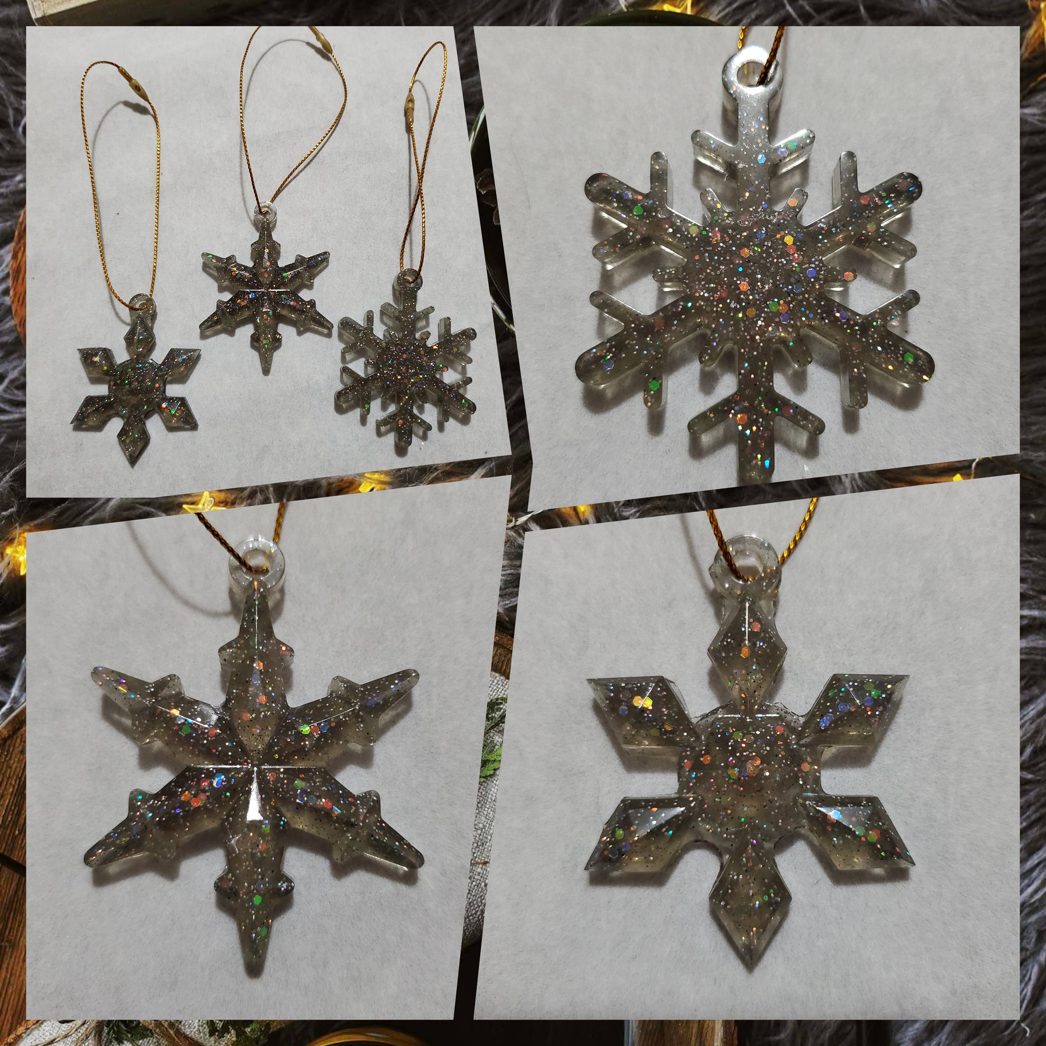 Black Ice Snowflake Ornament Set