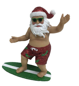 Surfing Santa Ornament