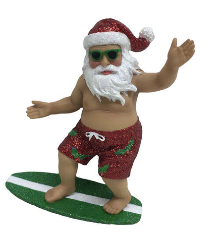 Surfing Santa Ornament