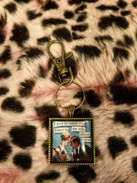 Vintage Sass Cabochon Key Chain