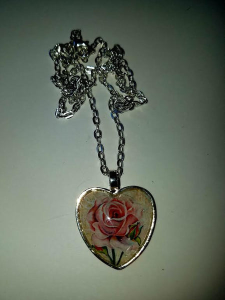 Pink Rose Cabochon Necklace