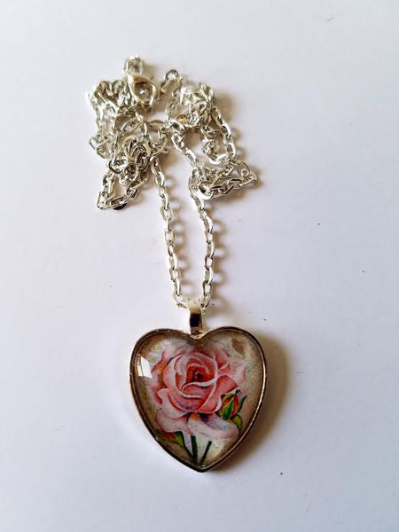 Pink Rose Cabochon Necklace
