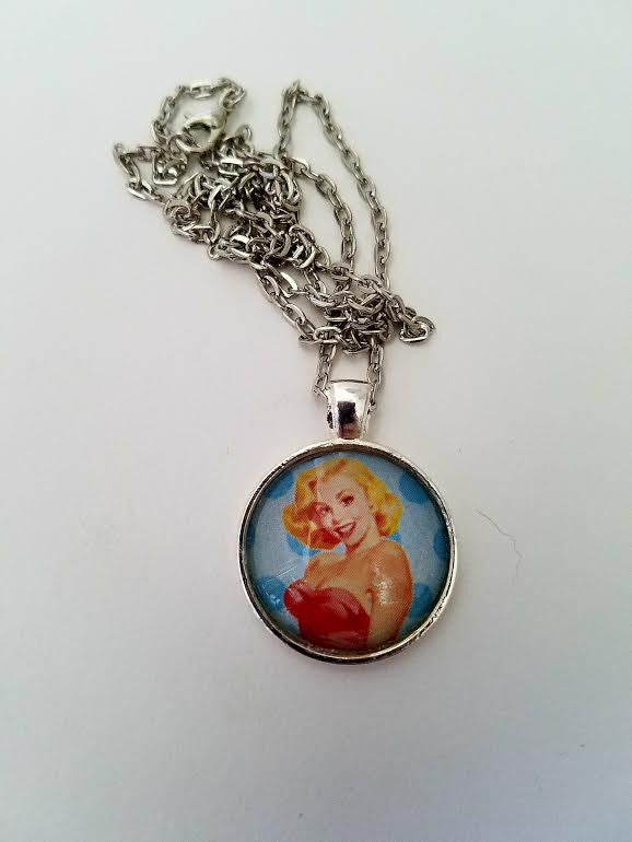 Blonde PinUp Cabochon Necklace