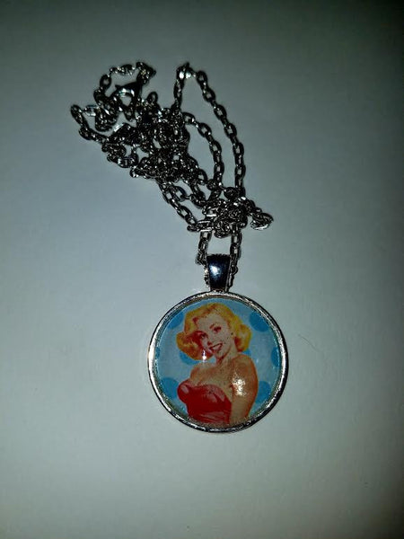 Blonde PinUp Cabochon Necklace